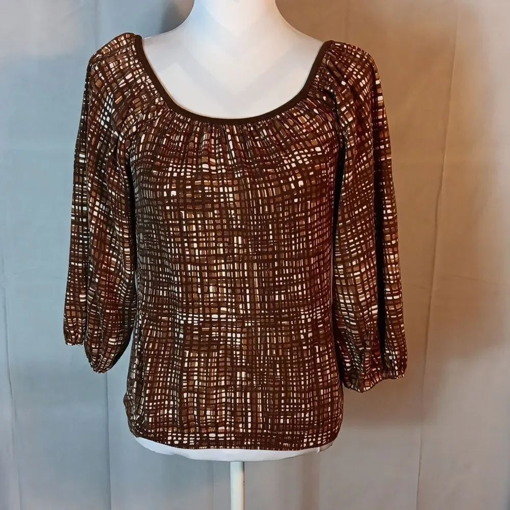 Banana Republic Brown Patterned Y2K Blouse